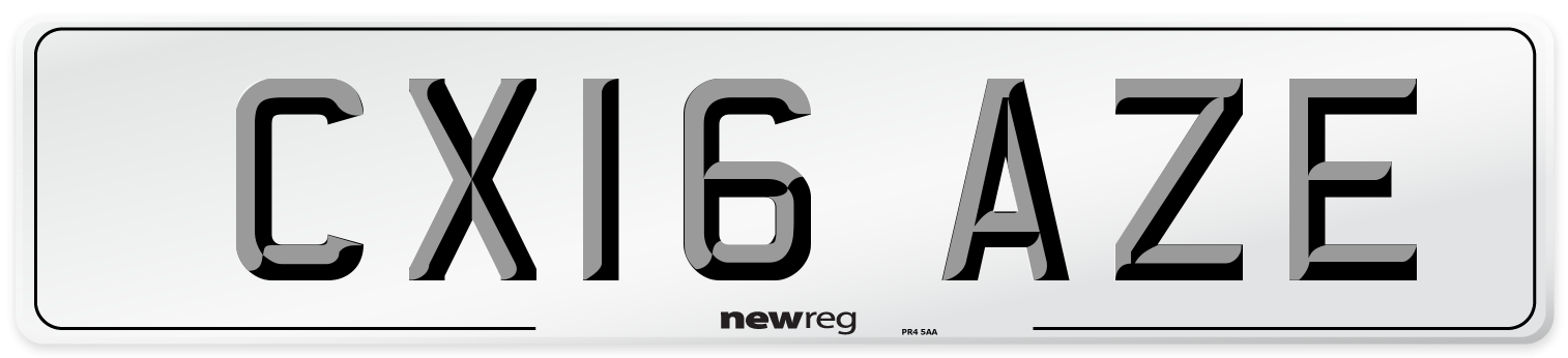 CX16 AZE Number Plate from New Reg